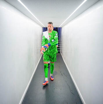 Goalkeeper Ørjan Håskjold Nyland of Norway at half-time