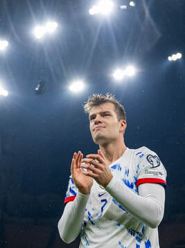 Alexander Sørloth of Norway celebrates