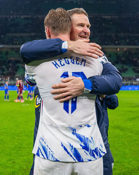 Torbjørn Lysaker Heggem and André Flem of Norway celebrate