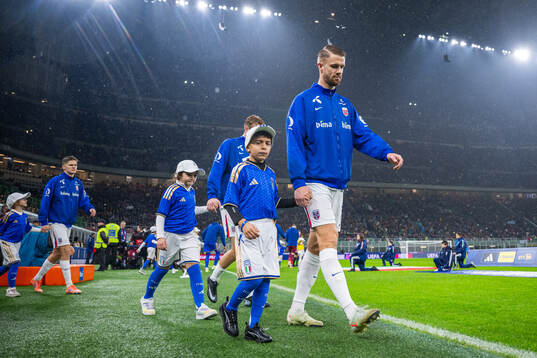 Kristoffer Ajer of Norway enters the pitch