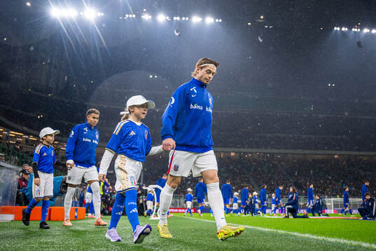 Patrick Berg of Norway enters the pitch