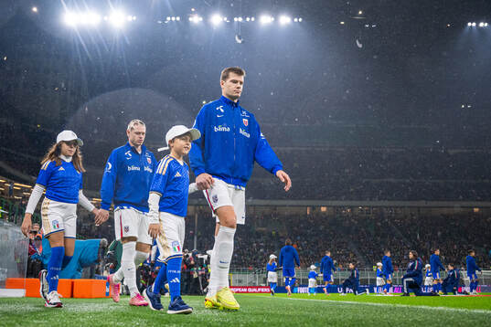 Alexander Sørloth of Norway enters the pitch
