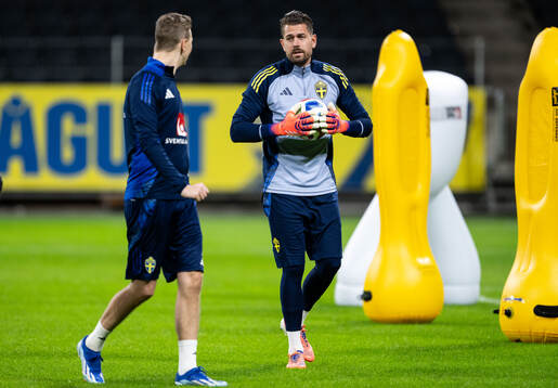 Goalkeeper Kristoffer Nordfeldt of the Swedish men's