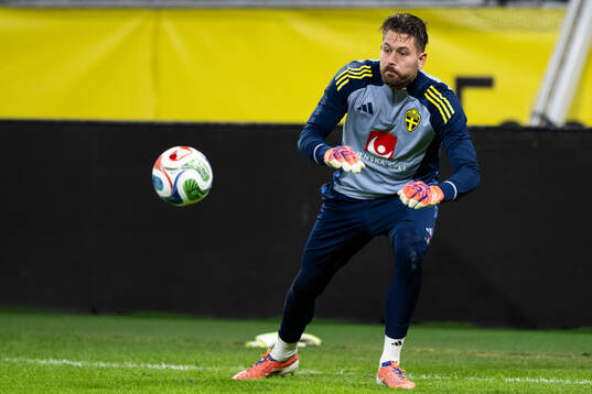 Goalkeeper Kristoffer Nordfeldt of the Swedish men's