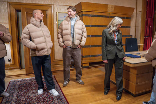 Leo Østigård, Sander Berge and Anne Lindboe, Mayor of Oslo
