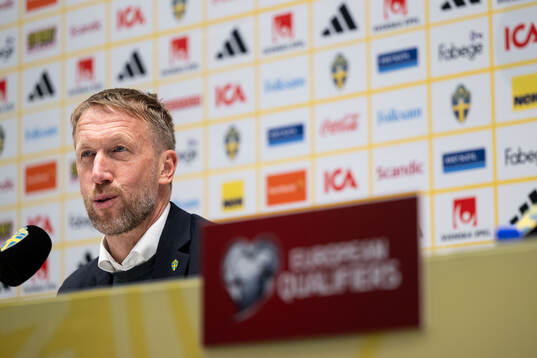 Head coach Graham Potter of Sweden at the press conference