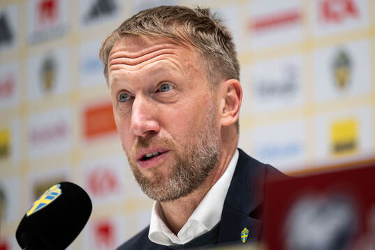 Head coach Graham Potter of Sweden at the press conference