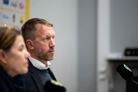 Head coach Graham Potter of Sweden at the press conference