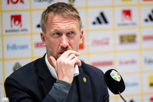 Head coach Graham Potter of Sweden at the press conference