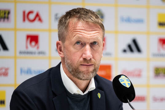 Head coach Graham Potter of Sweden at the press conference
