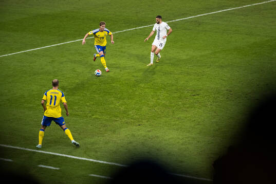 Emil Krafth of Sweden and Danijel Sturm of Slovenia