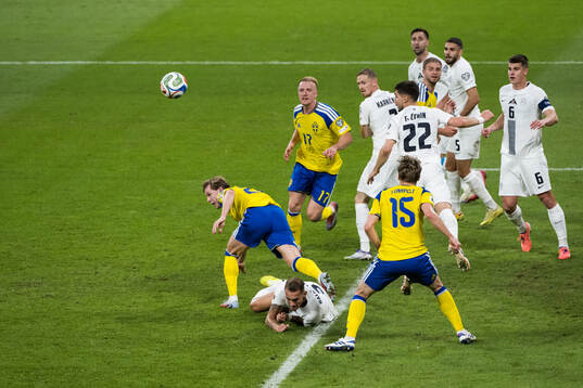 Emil Krafth and Isac Lidberg of Sweden against Jure