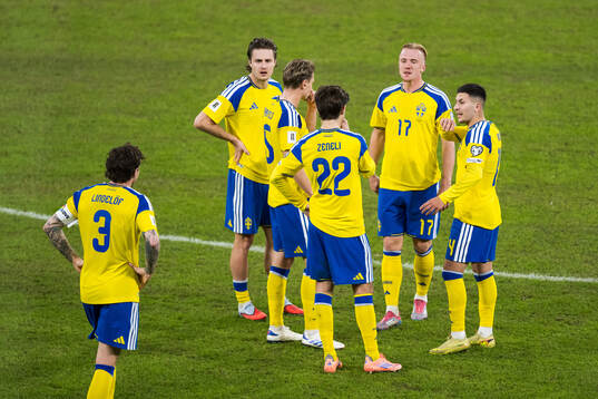 Mattias Svanberg, Isac Lidberg and Roony Bardghji of Sweden