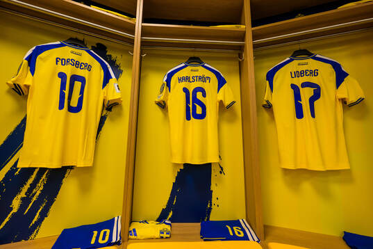 Jerseys of Emil Forsberg, Jesper Karlström and Isac