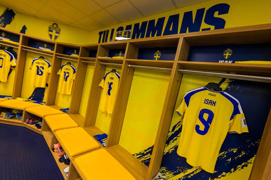 Jersey of Alexander Isak in the dressing room of Sweden