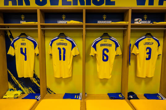 Jerseys of Isak Hien, Gustav Lundgren, Herman Johansson and