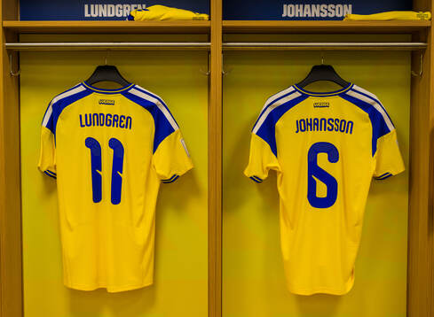 Jerseys of Gustav Lundgren and Herman Johansson in the
