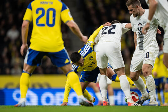 Roony Bardghji of Sweden against Adam Gnezda Cerin and Timi