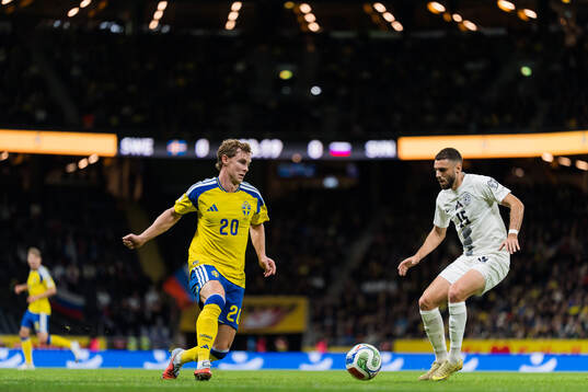 Emil Krafth of Sweden and Danijel Sturm of Slovenia