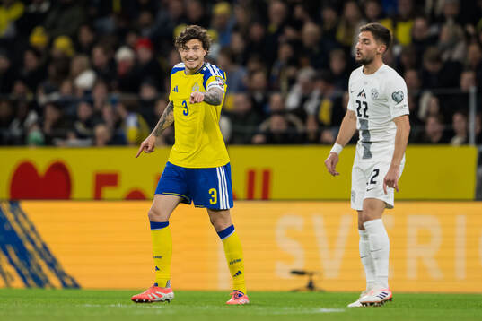 Victor Nilsson Lindelöf of Sweden reacts