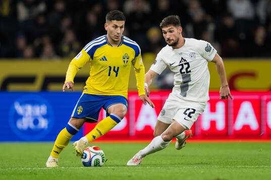 Roony Bardghji of Sweden and Adam Gnezda Cerin of Slovenia