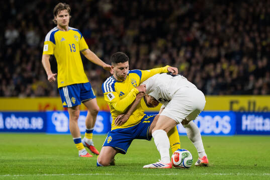 Roony Bardghji of Sweden and Adam Gnezda Cerin of Slovenia