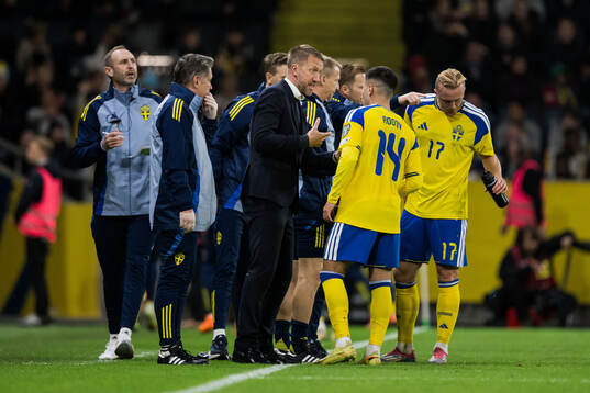 Head coach Graham Potter and Roony Bardghji of Sweden