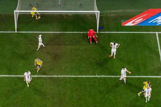 Emil Forsberg of Sweden celebrates as Gustav Lundgren (not