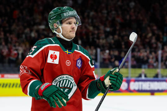 Arttu Ruotsalainen of Frölunda celebrates scoring 1-0