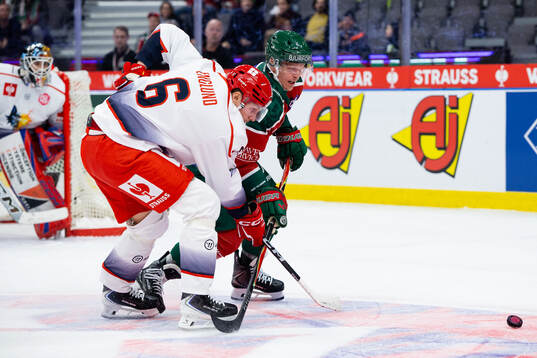 Max Friberg of Frölunda and Pontus Englund of Grenoble