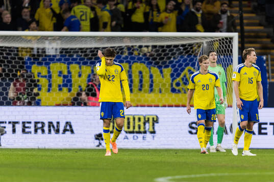Besfort Zeneli of Sweden looks dejected