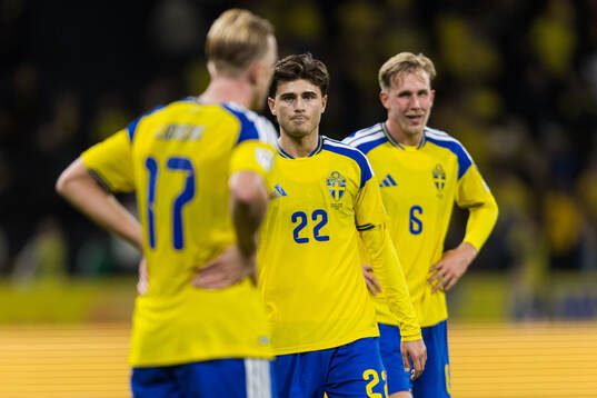 Besfort Zeneli of Sweden looks dejected