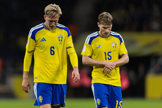 Herman Johansson and Carl Starfelt of Sweden look dejected