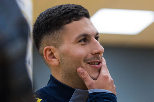 Roony Bardghji of Sweden in mixed zone