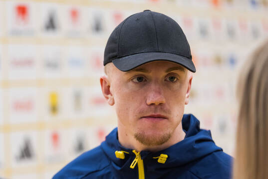 Isac Lidberg of Sweden in mixed zone