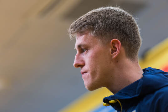 Alexander Bernhardsson of Sweden in mixed zone