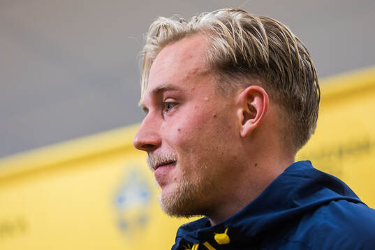 Herman Johansson of Sweden in mixed zone