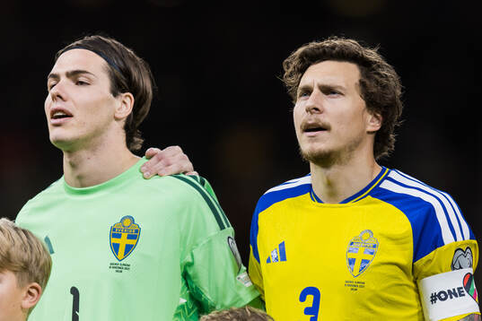 Goalkeeper Jacob Widell Zetterström and Victor Nilsson
