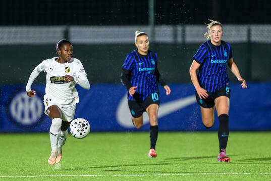 Monica Jusu Bah of Häcken and Lina Magull and Karolina
