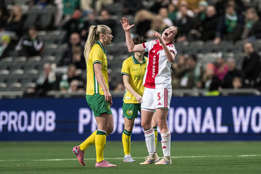 Renee van Asten of Ajax looks dejected