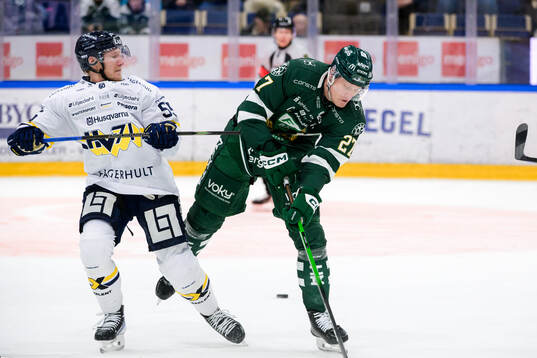 HV71s Andreas Borgman och Färjestads Gabriel Carlsson