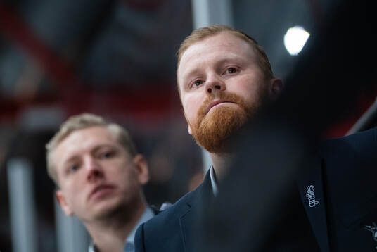 Nybro Vikings huvudtränare Hampus Sylvegård och