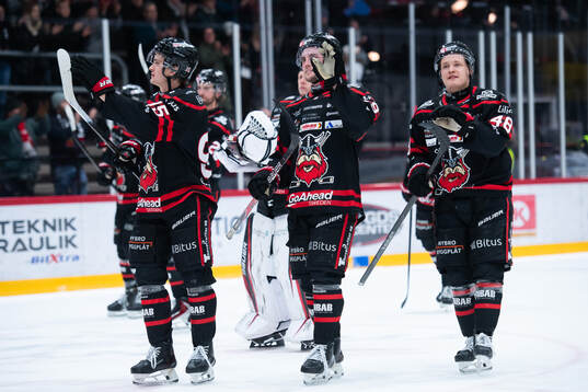 Nybro Vikings spelare jublar