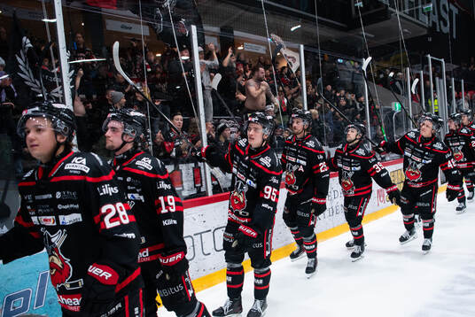 Nybro Vikings spelare jublar