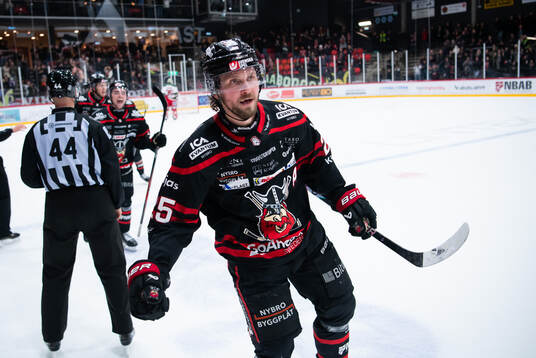 Nybro Vikings Marcus Bergman jublar