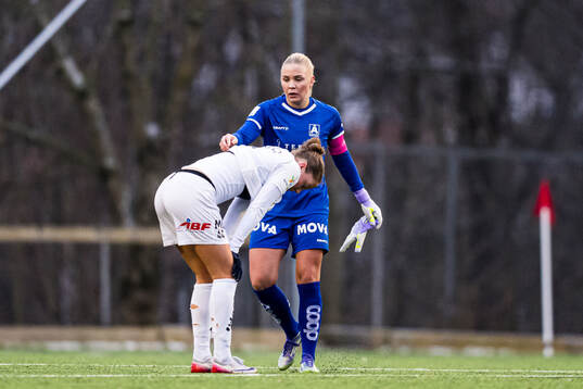 Goalkeeper Hanne Larsen of Åsane looks dejected