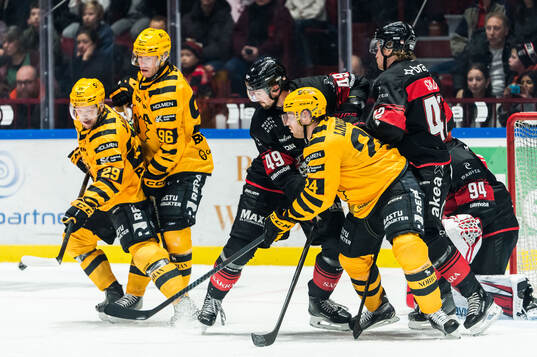 Malmö Redhawks Seth Barton och Skellefteås Oscar Lindberg