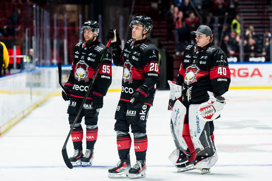 Malmö Redhawks målvakt Oskar Blomgren deppar