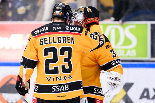 Luleås Jesper Sellgren och Luleås målvakt Joel