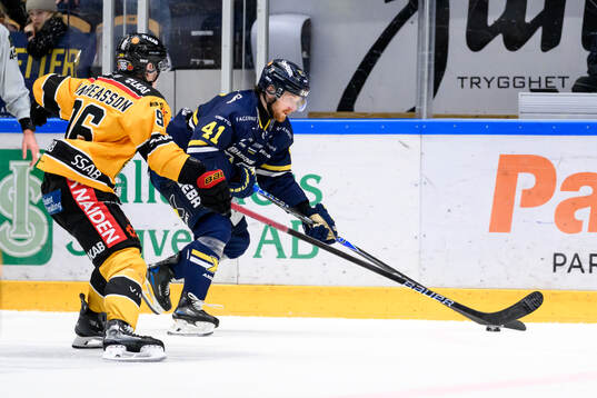 Luleås Pontus Andreasson och HV71s Riley Woods